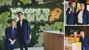 habitat by honestbee, author standing beside UX lead and other team-members paired with Concierge staff